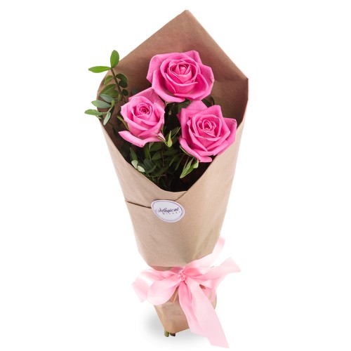Купить на заказ Букет из 3 розовых роз с доставкой в Рудном